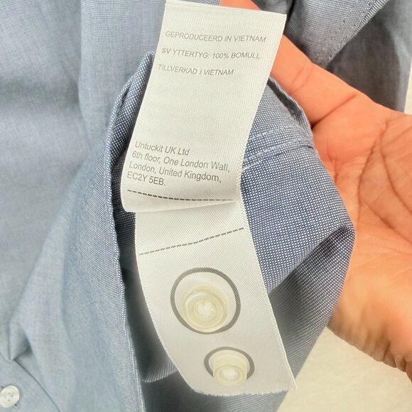 UNTUCKit Men's Relax Fit Long Sleeve Navy Blue Wrinkle Free Shirt Size XL Cotton - Picture 9 of 11